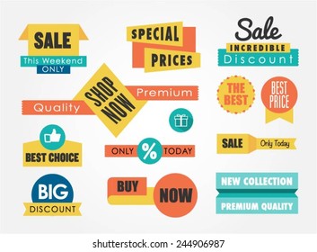 set of sale banners and badges, vector illustration