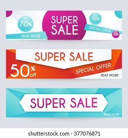 Set of sale banners design, discounts and special offer. Shopping background, label for business promotion. Vector illustration.
