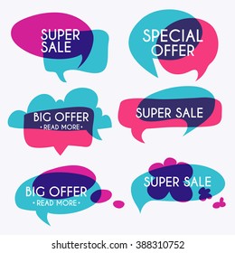 Set of sale banners design, discounts and special offer. Shopping background, label for business promotion. Vector illustration.