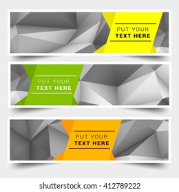 Set of sale banners design with low poly background, Polygon