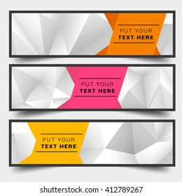 Set of sale banners design with low poly background, Polygon