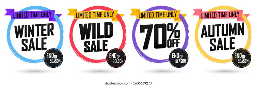 Set Sale banners design template, discount tags, extra offers, vector illustration