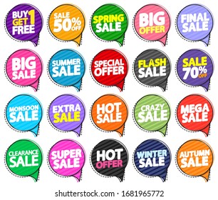 Set Sale banners design template, discount tags, vector illustration