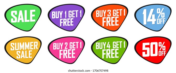 Set Sale banners design template, discount tags, app icons, vector illustration
