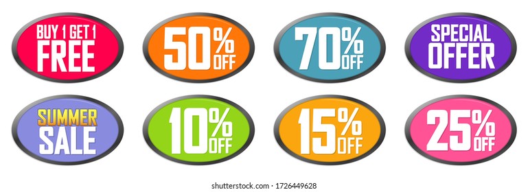 Set Sale banners design template, discount tags, app icons, vector illustration 