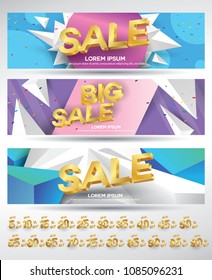 Set of sale banners design. Vector illustration. stylish horizontal banners design with geometric abstract 3 d design. Big sale banner. Sale and discounts. Vector illustration. futuristic modern