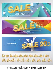 Set of sale banners design. Vector illustration. stylish horizontal banners design with geometric abstract 3 d design. Big sale banner. Sale and discounts. Vector illustration. futuristic modern
