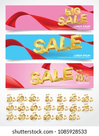 Set of sale banners design. Vector illustration. stylish horizontal banners design with geometric abstract 3 d design. Big sale banner. Sale and discounts. Vector illustration. futuristic modern