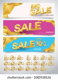 Set of sale banners design. Vector illustration. stylish horizontal banners design with geometric abstract 3 d design. Big sale banner. Sale and discounts. Vector illustration. futuristic modern