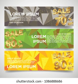 Set of sale banners design. Vector illustration. stylish horizontal banners design with geometric abstract 3 d design. Big sale banner. Sale and discounts. Vector illustration. futuristic modern