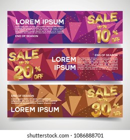 Set of sale banners design. Vector illustration. stylish horizontal banners design with geometric abstract 3 d design. Big sale banner. Sale and discounts. Vector illustration. futuristic modern