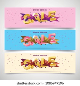 Set of sale banners design. Vector illustration. stylish horizontal banners design with geometric abstract 3 d design. Big sale banner. Sale and discounts. Vector illustration. futuristic modern
