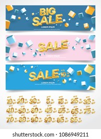 Set of sale banners design. Vector illustration. stylish horizontal banners design with geometric abstract 3 d design. Big sale banner. Sale and discounts. Vector illustration. futuristic modern