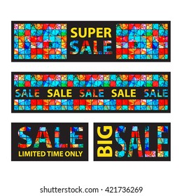 Set of sale banners design. Vector illustration. vector banners with stained background. Stickers for decoration discounts in the store, the social networking site