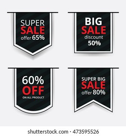 Set of sale banners design. Vector illustration. Black paper banner. Black friday sale