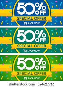Set of sale banners design. Vector illustration, Design for advertising or promotion