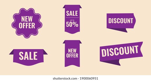 Set of sale banners in different shapes. Promotion templates and design elements