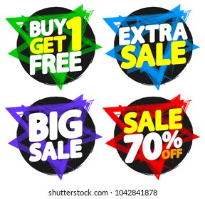 Set Sale banners, discount tags design template, app icons, vector illustration
