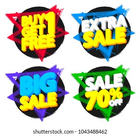 Set Sale banners, discount tags design template, app icons, vector illustration