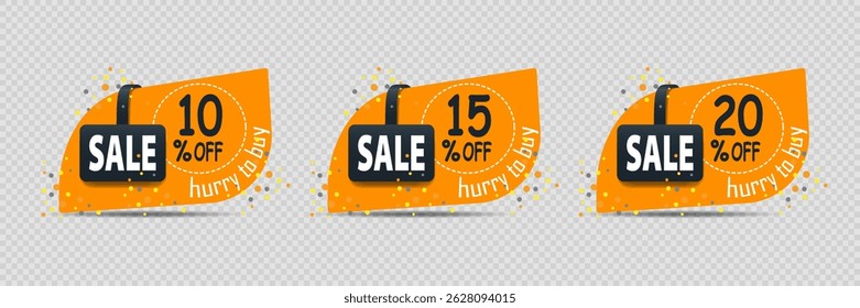 Conjunto de Anuncios de venta con descuento. Ilustración vectorial EPS10