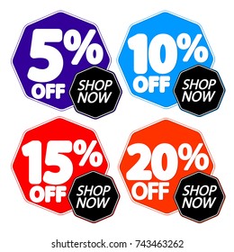 Set Sale banners, elements design template, app icon, shop now, vector illustration