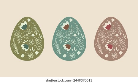 Set of Sale banners, greeting cards, posters, holiday covers. Easter egg sale. Easter collection with eggs and flowers in flat design. Egg hunt. Modern art minimalist style.