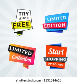 Set of sale banners and labels. Design elements for promotion. Vector illustration