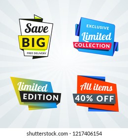 Set of sale banners and labels. Design elements for promotion. Vector illustration