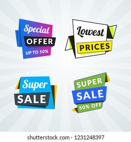 Set of sale banners and labels. Design elements for promotion. Vector illustration