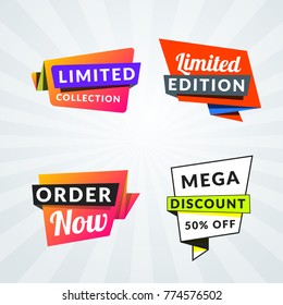 Set of sale banners and labels. Design elements for promotion. Vector illustration