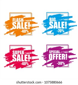 Set of sale banners, price tags, stickers, badges. Vector illustration.