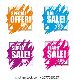Set of sale banners, price tags, stickers, badges. Vector illustration.