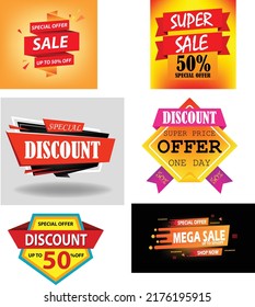 Set of sale banners. Special offer templates. Discount labels.  percent off vector badges. Half price stickers. Shopping backgrounds fashion sale social media post design template vector illustration
