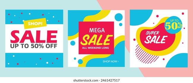 Set of sale banners template design, vector illustration.