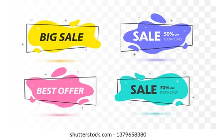 Set of sale banners with trendy shapes. Vector discount banners 