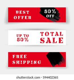 Set of Sale banners or website headers, discounts and special offer. Vector illustration, label for business promotion