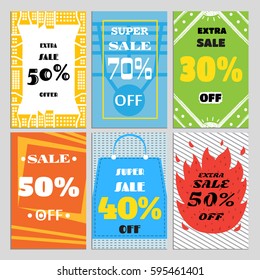 A set of sale banners for a website and promotions in stores