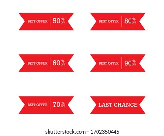 Set Of Sale And Best Offer Banners. Discount For Shopping. Best Promotion Tag In Price. Flash Sale Set. Super Badge Of Promo. Vector EPS 10.