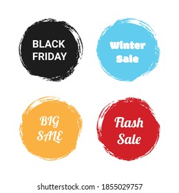 Set Sale Brush Banner Background. Vector Illustration