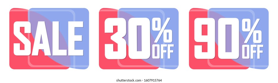 Set Sale bubble banners design template, discount tags, app icons, vector illustration