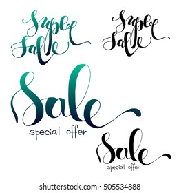Set Sale Calligraphic design. Vector illustration.