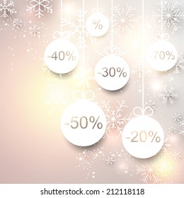 Set of sale christmas balls background. Vector illustration. 