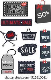 Set of sale design elements. Special Discount template for sale banner, poster, flyer, shop.
