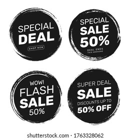 Set Of Sale Discount Deal Stamp Tag For Shop Business Industry Vector Isolated