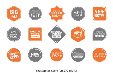 Set of sale discount labels. Sale quality badges. Sticker Label vector illustration icons set