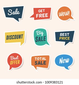 Set of Sale, Discount and Offers Paper Speech Bubble Banners