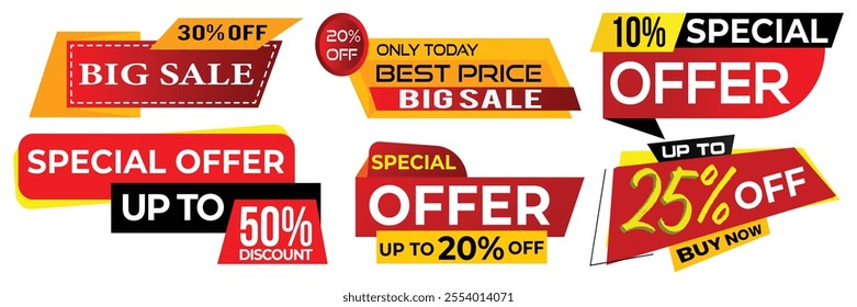 Set of Sale Discount tag sticker badge with percent , offer. Super sale, Big sale, special offer badges and label ribbon. 
Promo price tag, festival, best price, mega sale, coupon, banner template.