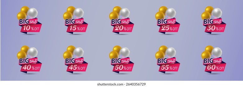 Set of sale discounts, percent icons, stickers, price. Vector illustration