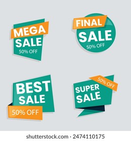 Set of Sale Element badges. Template banner shopping badges, Sale tags and labels. sale, discount, shop, special offer, sale Elements design With Gradient color concept