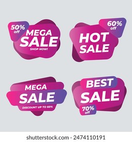 Set of Sale Element badges. Template banner shopping badges, Sale tags and labels. sale, discount, shop, special offer, sale Elements design With Gradient color concept